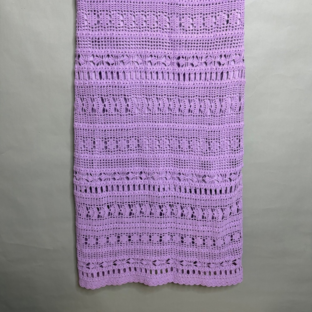 Vintage Y2K Moda International Lilac Crochet Slip Dress S/M Boho Festival Midi - Picture 6 of 11